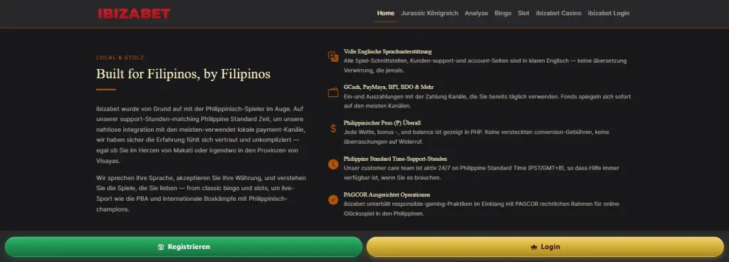 Angaben zu GCash, PayMaya und philippinischen Banken im Seitenangebot